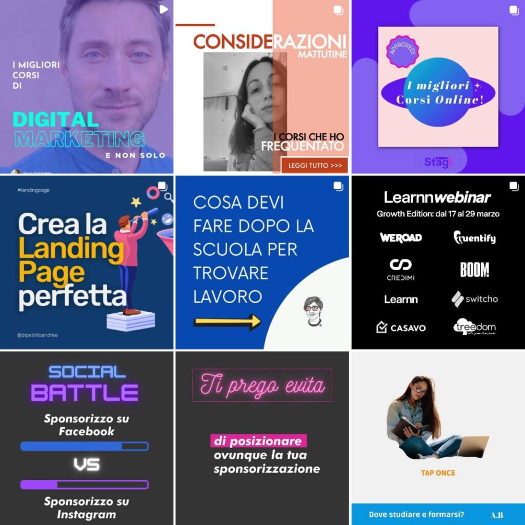 Analisi dei micro dati su Instagram sul target di Learnn, partendo dall'analisi dei contenuti in cui gli utenti hanno taggato Learnn