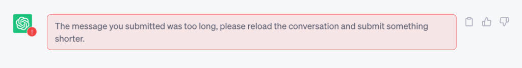 Errore di ChatGPT sulla lunghezza dell'input