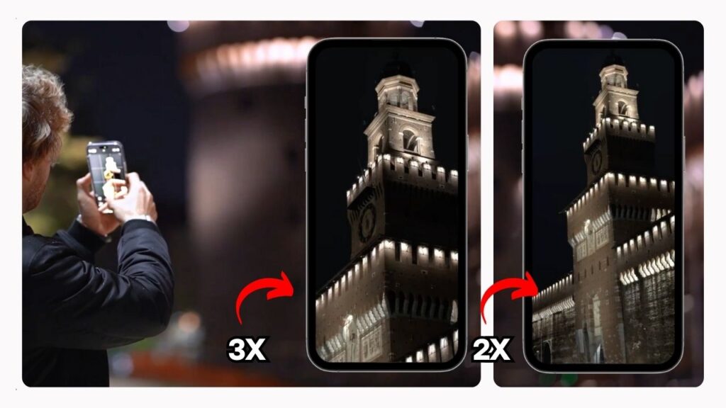 Confronto e differenze tra foto notturna scattata in modalità 3X e 2X