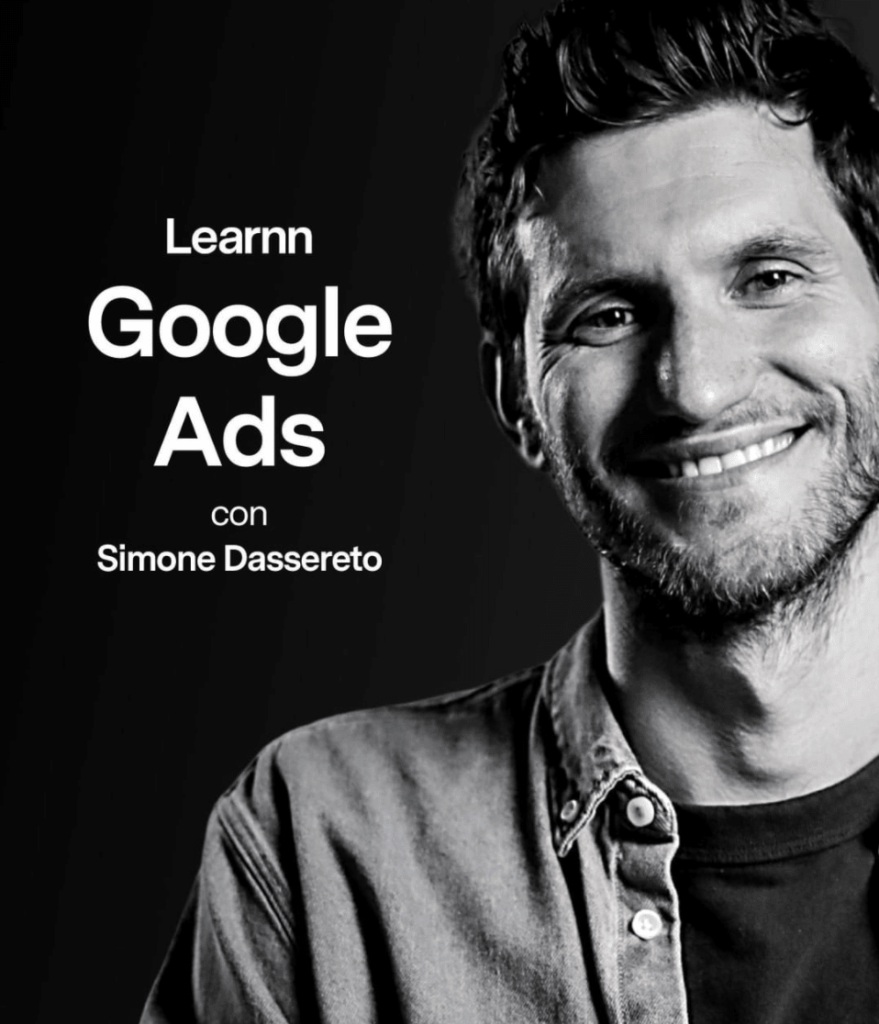 Immagine promozionale del corso Learnn di Google Ads, con Simone Dassereto