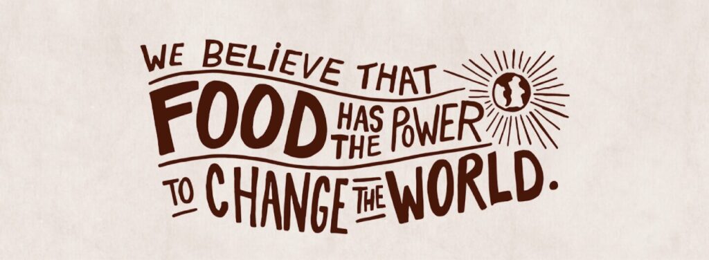 Screenshot della pagina del sito del brand Chipotle, che recita "Crediamo che il cibo abbia il potere di cambiare il mondo"
