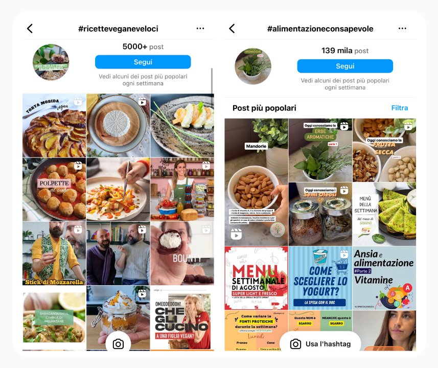 Analisi degli hashtag Instagram sul tema "vegan"