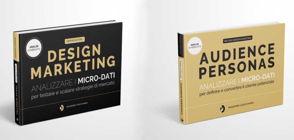 Coeprtine dei libri Design Marketing e Audience Personas di Massimo Giacchino