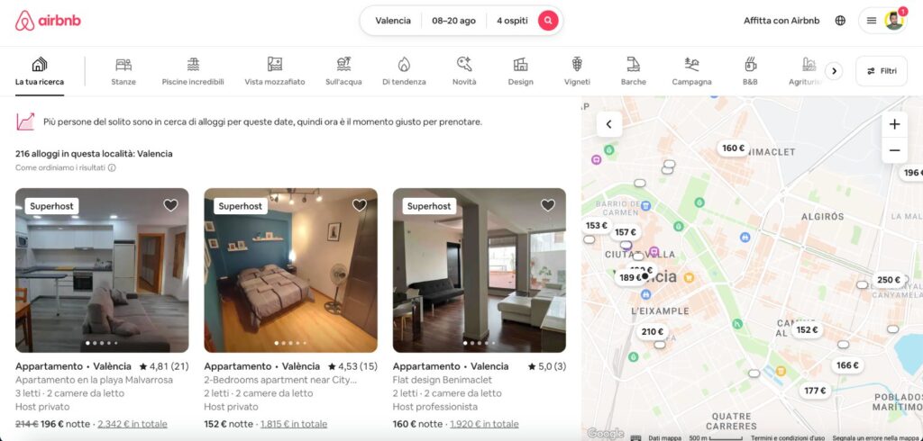 Risultati di ricerca Airbnb