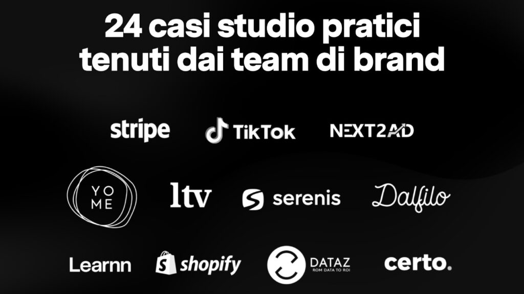 Brand che parteciperanno a C2023 di Learnn con i loro casi studio: Stripe, TikTok, Ltv, Serenis, Shopify e tanti altri