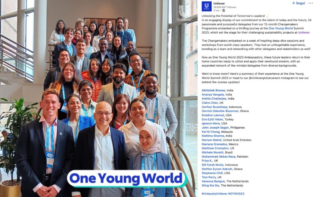 Post di Unilever su LinkedIn: One Young World