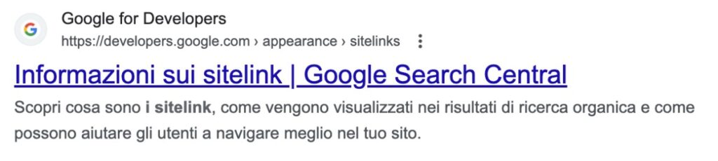 Esempio di breadcrumb della pagina di Google Search Central