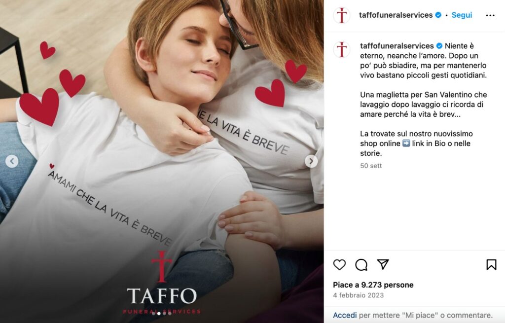Taffo fa marketing a San Valentino con una particolare t-shirt dalla scritta che si sbiadisce
