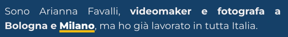 Query "videomaker Bologna" nel copy della pagina web