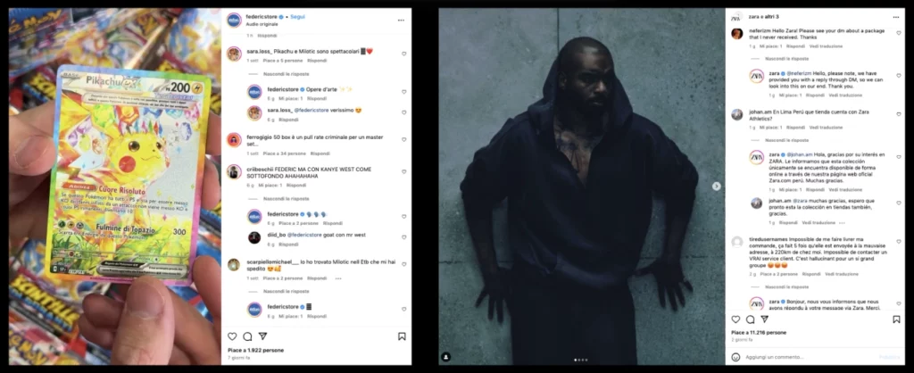 Rispondere ai commenti social: esempio Federic Store e Zara
