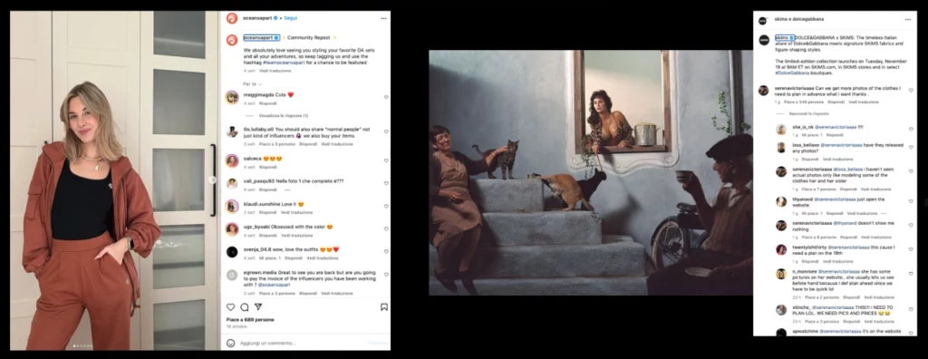 Categorizzazione commenti social: esempio Oceansapart e Dolce & Gabbana