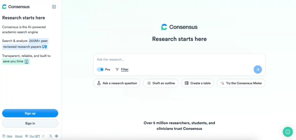 Consensus è tra le alternative ChatGPT per ricerche approfondite