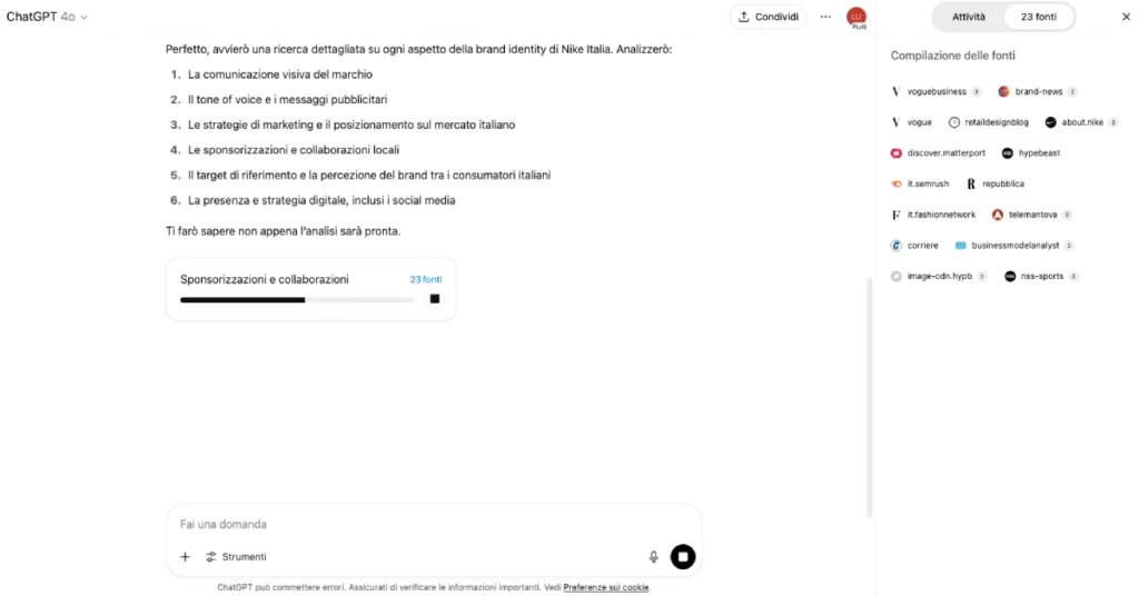 Deep Search di ChatGPT per analisi avanzate
