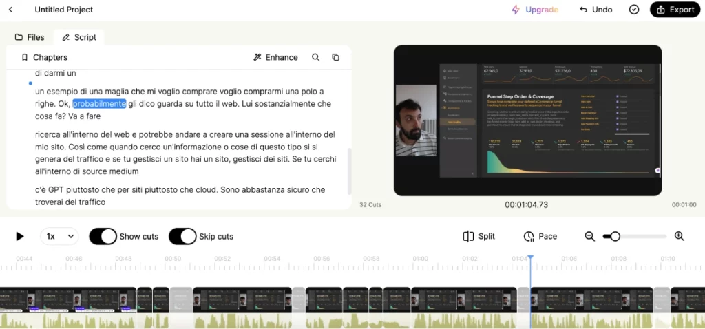 Gling AI video editor