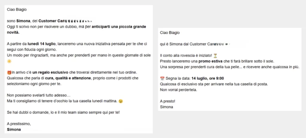 Esempi di copy per email durante il pre-lancio di un e-commerce sul benessere naturale