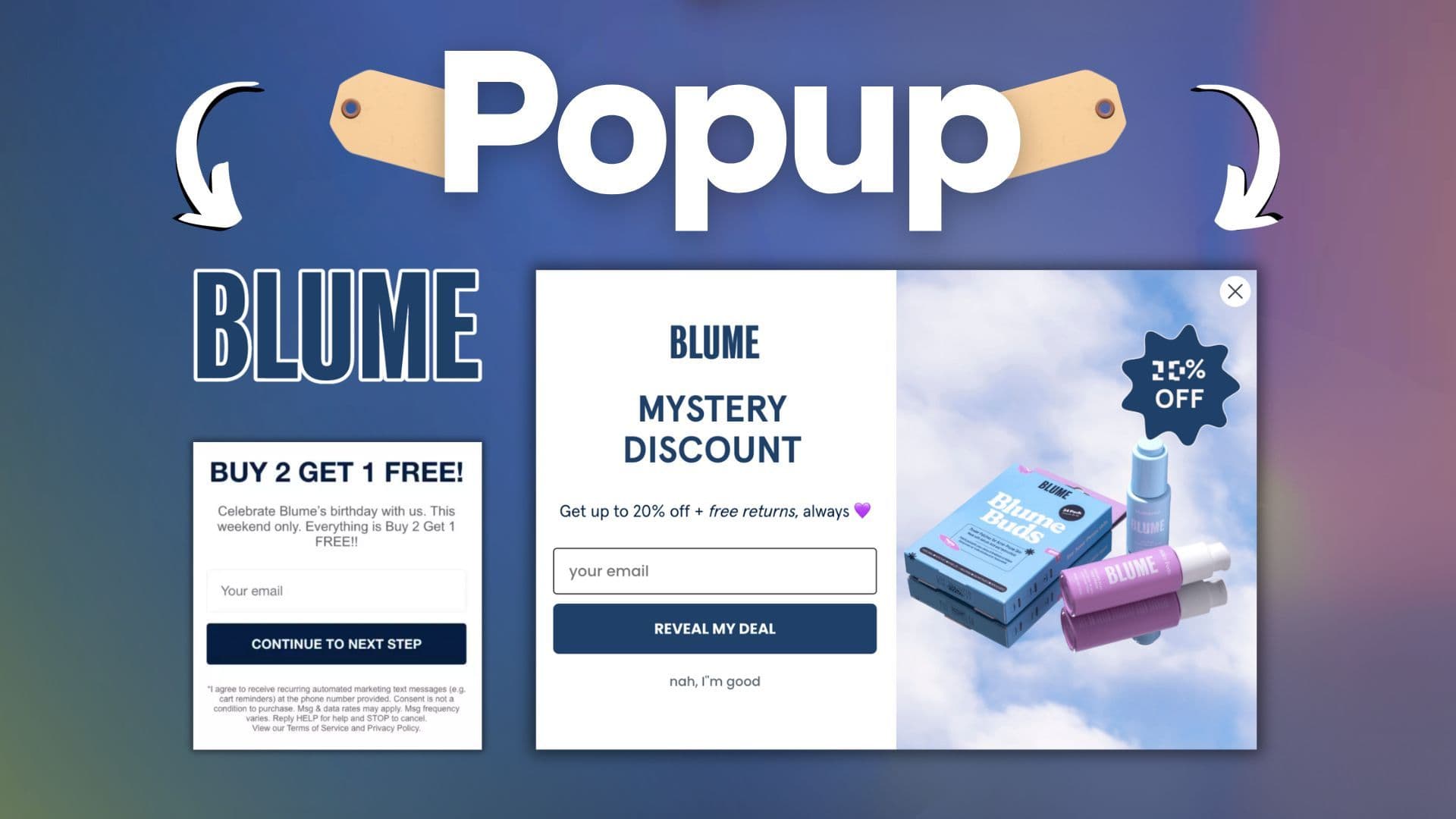 Popup advertising: come convertire i visitatori del sito | Esempio Blume