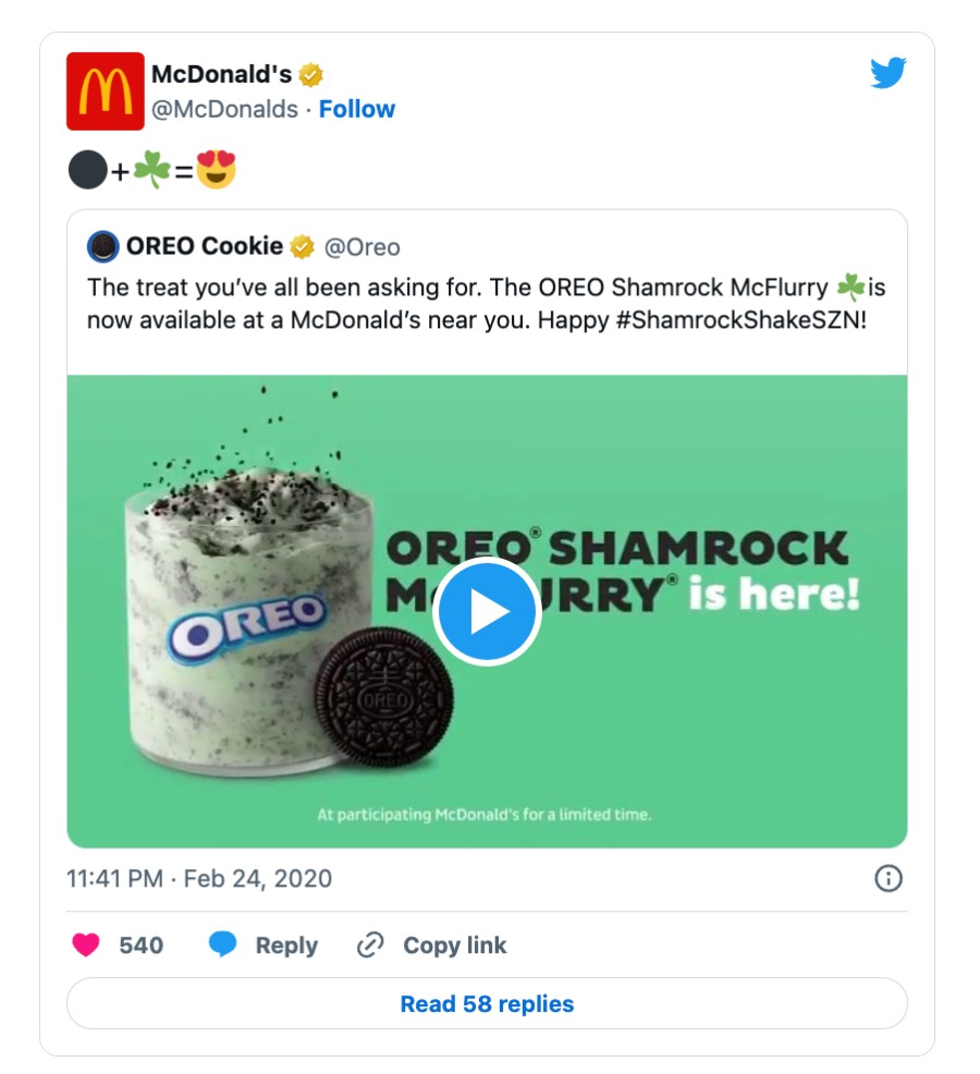 Collaborazione tra Oreo e McDonald's
