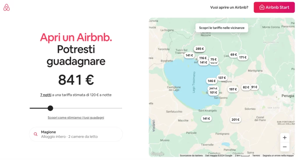 Esempio landing page efficace: Airbnb