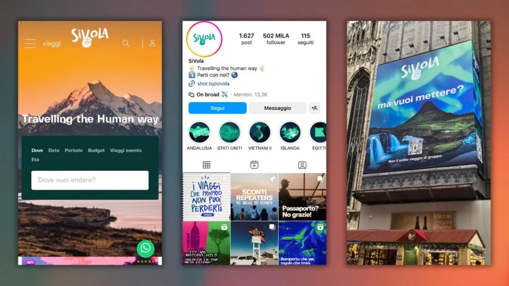 Branding di SiVola, agenzia di viaggi di gruppo di Human Safari
