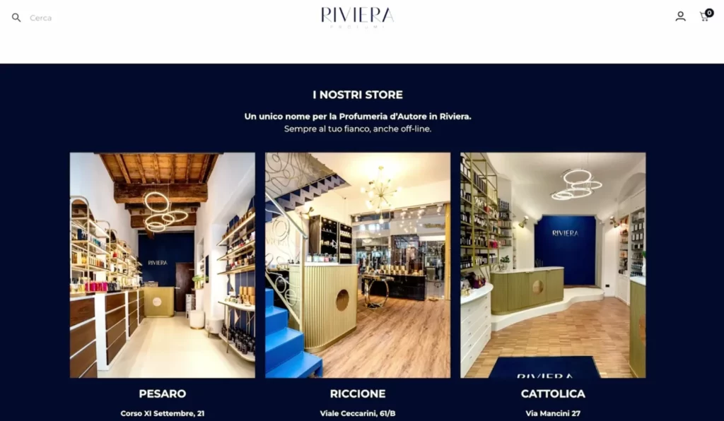 Esempio di social proof: foto di store fisici nell'e-commerce di Riviera Profumi