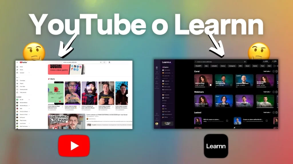 Formarsi su YouTube: confronto con Learnn